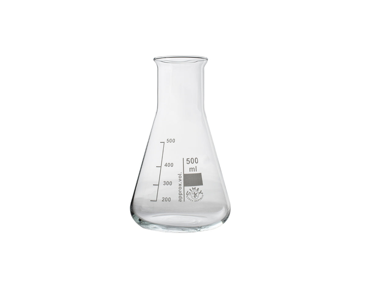 615100L : Fiole Erlenmeyer col large en verre