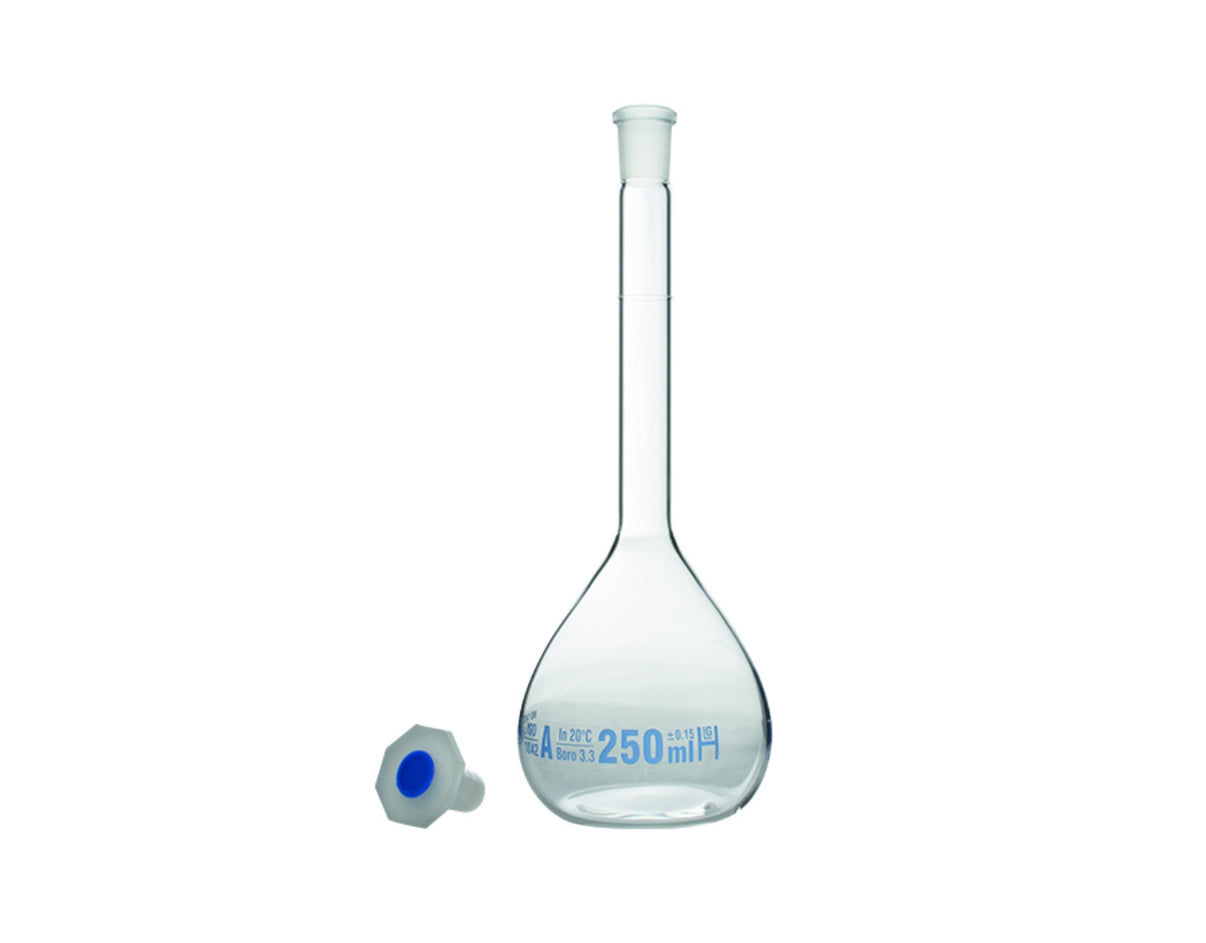 618050D-Fioles volumétriques jaugées en verre avec rodage normalisé et bouchon PET