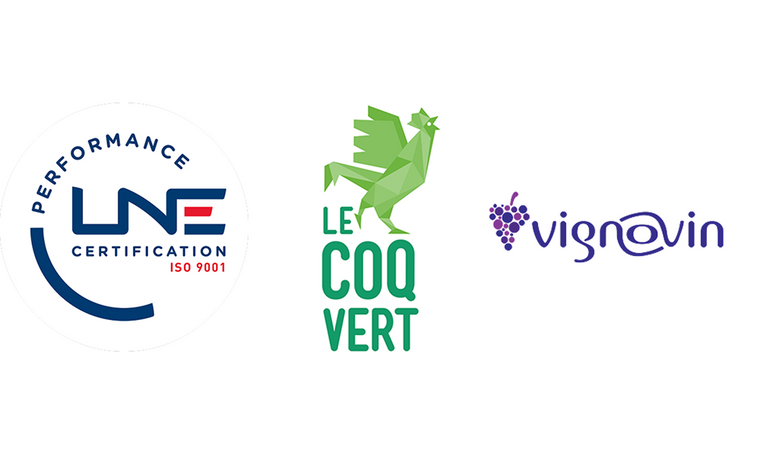 Les logos de certification de LDS et de son partenaire media Vignovin. 